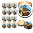10 Velas Aromaticas Lembrancinhas Nossa Senhora Desatadora Nos na Latinha Decoração Casa Capelinha Cantinho de oração Ca