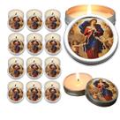 10 Velas Aromaticas Lembrancinhas Padre Pio na Latinha Decoração Casa Capelinha Cantinho de oração Catolica 3 Horas de Q