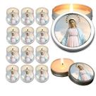 10 Velas Aromaticas Lembrancinhas Rainha da Paz na Latinha Decoração Casa Capelinha Cantinho de oração Catolica 3 Horas