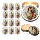10 Velas Aromaticas Lembrancinhas Santa Cecilia na Latinha Decoração Casa Capelinha Cantinho de oração Catolica 3 Horas
