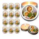 10 Velas Aromaticas Lembrancinhas São José na Latinha Decoração Casa Capelinha Cantinho de oração Catolica 3 Horas de Qu
