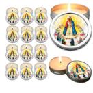 10 Velas Aromaticas Lembrancinhas Virgem Maria na Latinha Decoração Casa Capelinha Cantinho de oração Catolica 3 Horas d