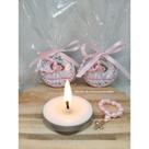 10 velas na latinhas com tercinho rosa lembrança de batizado anjinhaa