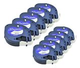 10 X Fita Plástica Rotuladora Dymo Letratag 4m X 12mm Branco