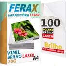 100 Adesivos Vinil Branco Brilho Para Impressora LASER A4