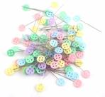100 Alfinetes Cabeca Botao Cores Patchwork Costura Aplique