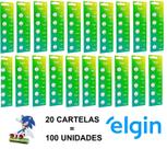 100 Baterias Pilha Cr2032 Elgin 20 Cartelas C/5 Unidades 100 Baterias Pilha Cr2032 Elgin 20 Cartelas C/5 Unidades
