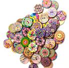 100 Botões Madeira Decorativos Scrapbook 15mm Artesanato DIY