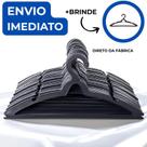 100 Cabides de Plástico Preto Kit Reforçado Slim para Organização de Closet e Casa Cava