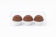 100 Caixas acetato 12x4x4 transparente cristal para 3 Docinhos brigadeiro 0,21mm