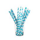 100 Canudos De Papel Listrado Azul Biodegradável Para Festa Decoração Topo De Bolo
