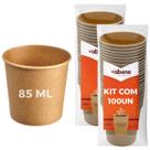 100 Copos Descartável Biodegradavel 85ml Copo De Papel Kraft Kraft