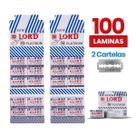 100 Laminas de Barbear NEW LORD PLATINUM Inteira para Navalhete, Cartela com 50 unidades