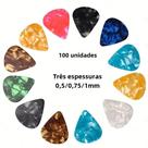 100 Palhetas de Guitarra Coloridas - Kit Variado com Amostra de Pérolas