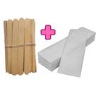 100 Palito de Depilação + Papel Depilatório falso tnt 100un