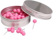 100 peças de 1/4 de polegada pequena cabeça redonda mapa tacks pinos para uso em quadro de cortiça de boletim de escritório doméstico e projeto de artesanato DIY (rosa)