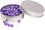 100 peças de 1/4 de polegada pequena cabeça redonda mapa tacks pinos para uso em quadro de cortiça de boletim de escritório doméstico e projeto de artesanato DIY (roxo)