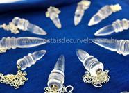 100 Pêndulo Egípcio de Cristal Transparente com Corrente Prateada - Atacado