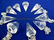100 Pêndulos de Cristal Comum em Quartzo Lapidado Facetado - Atacado