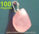 100 Pingentes de Pedrinha Lembrança de Casamento em Quartzo Rosa - Atacado