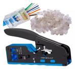 100 Rj45 Ez Alicate Crimpar Cabo Rede Cat5/6/7 Vazado Kit