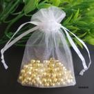 100 saquinhos de organza Fita Cetim Branco 10X12