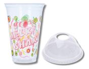 100 Un. De Copo P/ Milk Shake 550 Ml. + Tampa Bolha C/ Furo