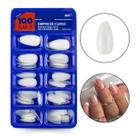 100 Unhas Postiças Almond Curta Branca Leitosa Natural Lisa Manicure Fácil Aplicação Esmaltação