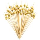 100 Uni Espeto Espetinho Palito Pick Petisco Lanches Bolinha Pérola Dourada