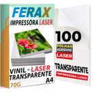 100 Vinil Adesivo Transparente 100% A4 - Para Impressora Laser