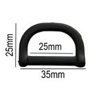 100un Meia Argola 25mm Preta Plástico Alça Bolsas Cadarço