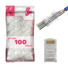 100x Conector Rj45 Cat5e Macho De Passagem 100 Unidades 5+