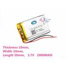 103450 C/ 2 Fios 3,7v 2000mah 10mmx 34mmx 50mm Recarregavel