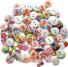 108 Botões Madeira Decorativo Artesanato 15mm C/ Estojo DIY - Branco