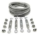 10mts Cabo Aço Revestido Pvc 2mm Varal + 4esticador + 8clips