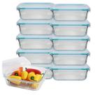 10Pç Pote Retangular Canelado 370ML Marmita Fit Frutas Lanches