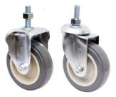 (10pçs) Rodizio Haste Rosca 4pol. R412 Bp Pvc Anti Risco (6 Giratorio + 4 Fixo) 65kg Por Roda