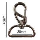 10un Mosquetão 30mm Niquelado Prata Fecho Gancho Bolsas Mochila Alça 10un Mosquetão 30mm Niquelado Prata Fecho Gancho Bolsas Mochila Alça