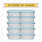 10un Pote de Vidro Canelado Hermético 1040ml Marmita Forno Detalhes