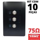 10un Tomada Para Antena De Tv Para Cabo Coaxial Tripla Com Placa Habitat Black FAME