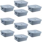 10x Caixa Plastica Multiuso Organizadora 10,5L Ou Cube Azul
