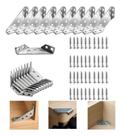 10x Conector De Canto De Aço Cor Inox Para Móveis Universal