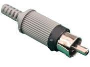 10x Conector Plug Rca Macho Cinza Com Mola
