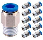 10x Conexões Pneumáticas Instantâneas 10mm x 1/4 NPT p/ Compressores e Linhas de Ar