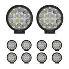 10X Farol De Milha 14 Led 42W 12V/24V Redondo Off-Road 6000K