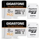 10x High Endurance Cartão Micro SD MLC GIGASTONE Industrial de 8 GB, pacote com 2 unidades, gravação de vídeo em Full HD, câmera de segurança, câmera de painel, compatível com vigilância de 85 MB/s, U1, com adaptador 5 anos de recuperação gratuita de dados