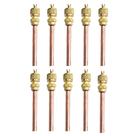 10x Válvulas Serviço Schrader 1/4 50mm Cobre Refrigeração