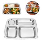 12 Bandejas Inox Servir Refeição 4 Divisórias Restaurante 29cm