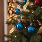 12 Bolas De Natal Azul Brilho Fosca Glitter Enfeite Para Arvore 4/5/6cm