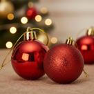 12 Bolas De Natal Vermelha Brilho Glitter Enfeite Para Arvore
